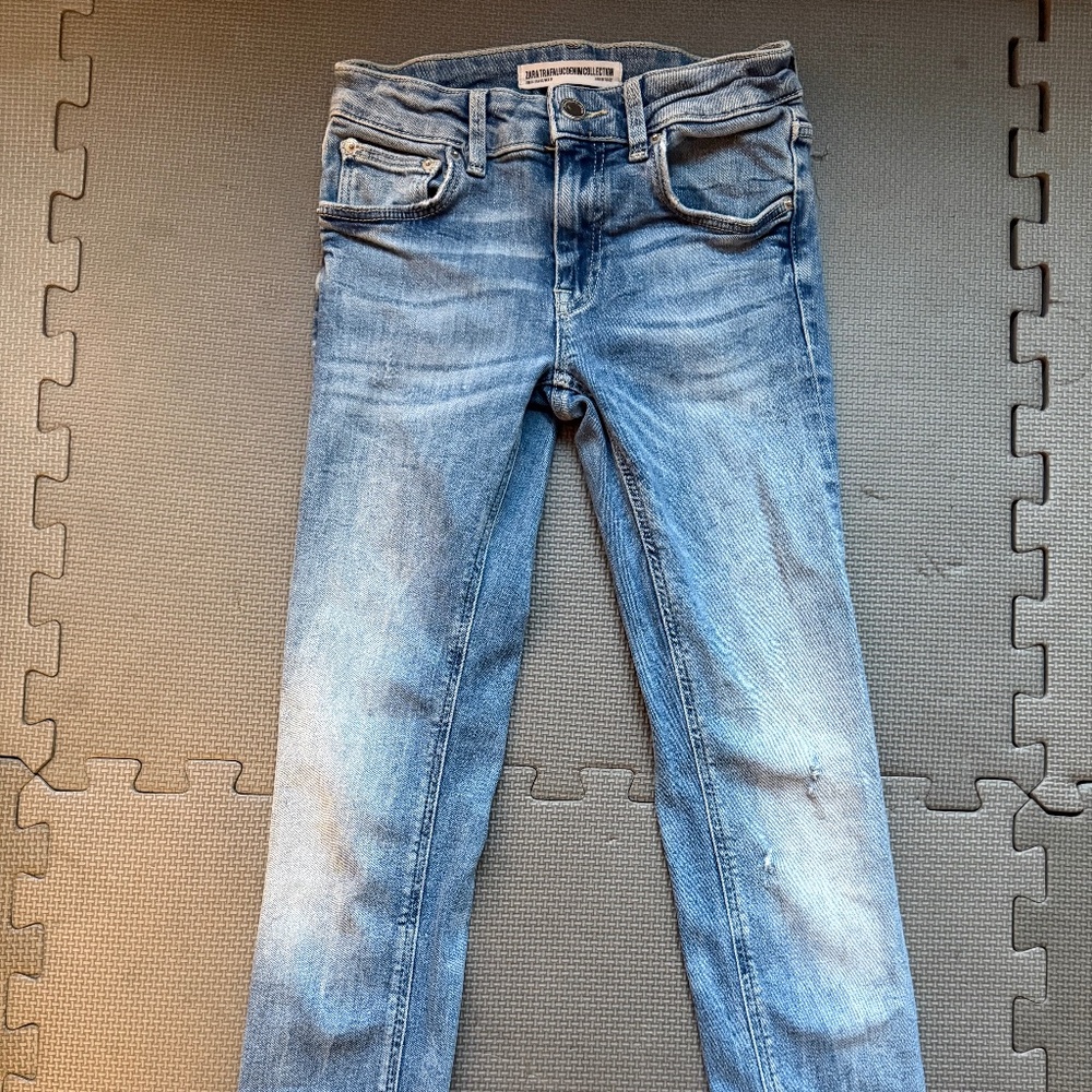 Zara Basic Z1975 Acid Wash Distressed Skinny Jeans